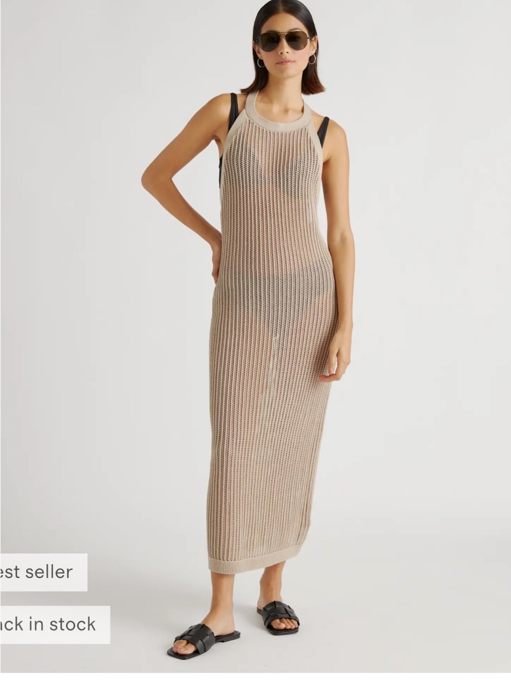 Quince 100% Organic Cotton Open-Knit Cover-Up Maxi Dress M NWT